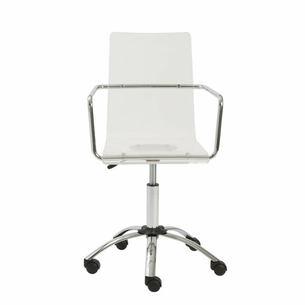 Homeroots 20.52 x 22.01 x 39.49 in. Office Chair with Chromed Steel Base, Clear 370505